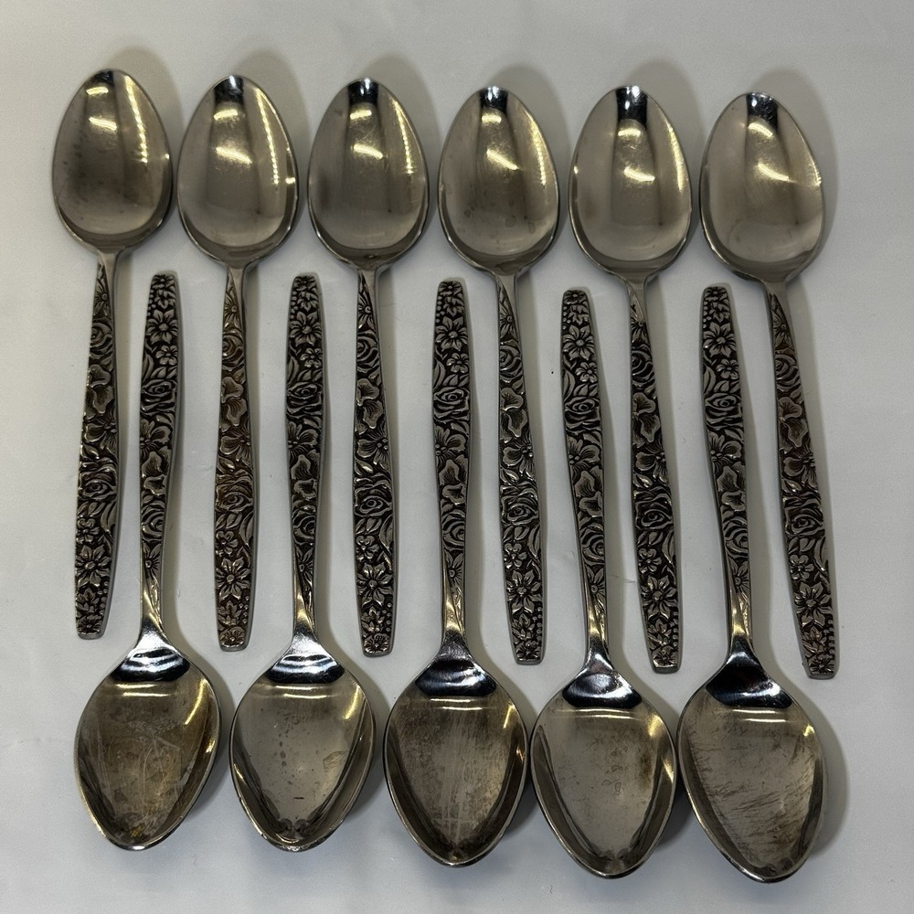Lot Of 11 Teaspoons Vintage LAS PALMAS Stainless Flatware Ekco Eterna Japan
